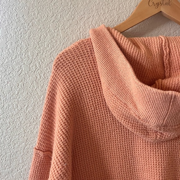 Aerie CozyUp Waffle Knit Hoodie - Peach - Picture 9 of 11